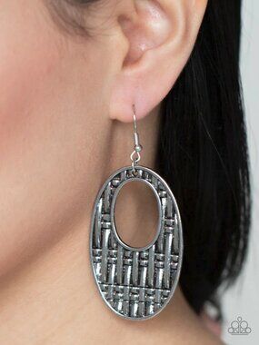 Paparazzi Jewelry Accessories - Engraved Edge - Silver Earrings - Vintage